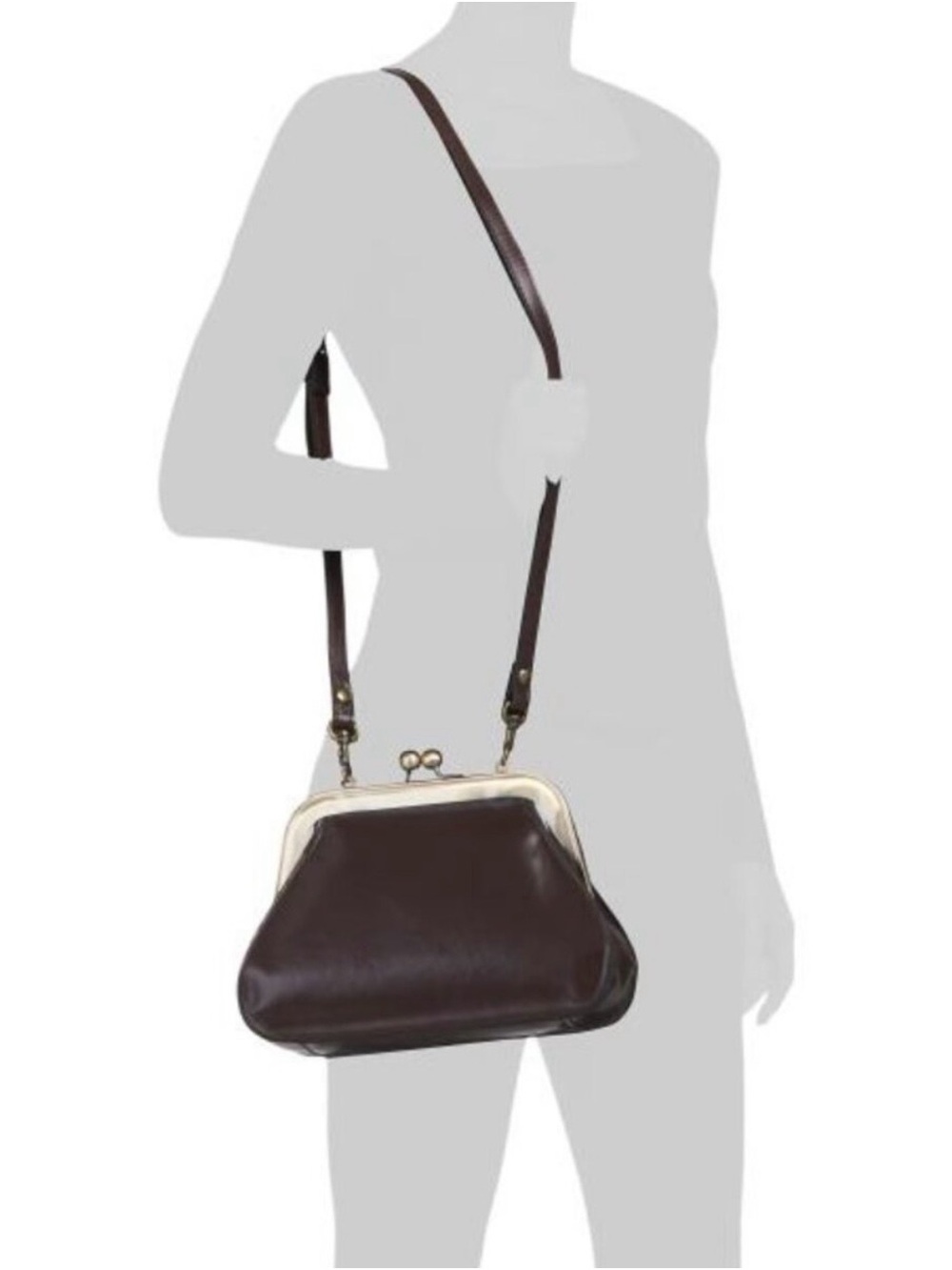 Patricia Nash Iridessa Choco Brn Leather Frame Crossbody Antique Gold Hardware - Picture 2 of 16